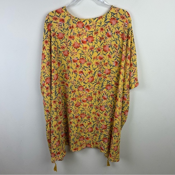 NWT DR2 Daniel Rain Open front kimono floral hem tassels size: 1X - Picture 9 of 9